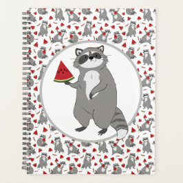 Cute raccoon met watermeloen planner