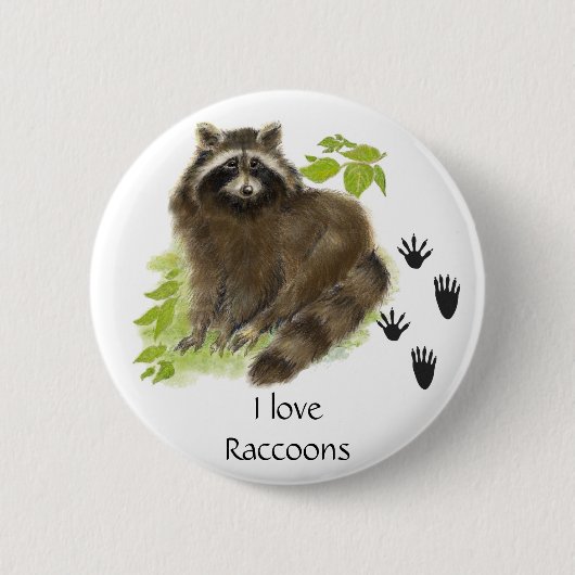 Cute Raccoon Natuur Ronde Button 5,7 Cm (Voorkant)