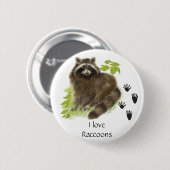 Cute Raccoon Natuur Ronde Button 5,7 Cm (Voorkant /achterkant)