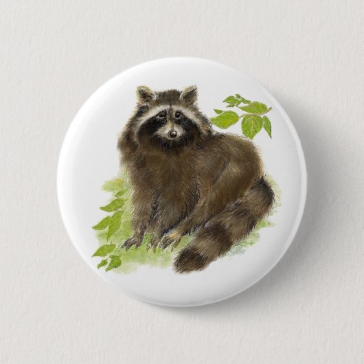 Cute Raccoon Natuur Ronde Button 5,7 Cm (Voorkant)