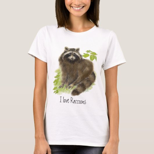 Cute Raccoon Natuur T-shirt (Voorkant)