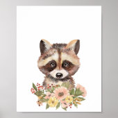 Cute Raccoon Nursery Wall Art Décor, Baby Gift Poster (Voorkant)