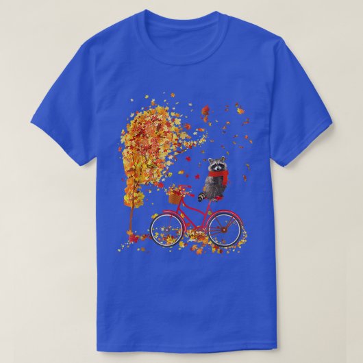 Cute Raccoon On Bicycle In Fall Maple Leaf Autumn T-shirt (Design voorkant)