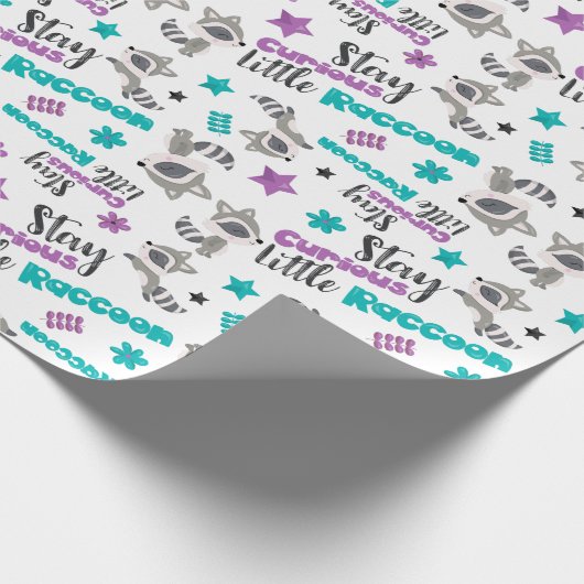 Cute Raccoon Pattern Cadeaupapier (Hoek)