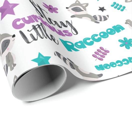 Cute Raccoon Pattern Cadeaupapier (Rol Hoek)