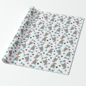 Cute Raccoon Pattern Cadeaupapier (Uitgerold)