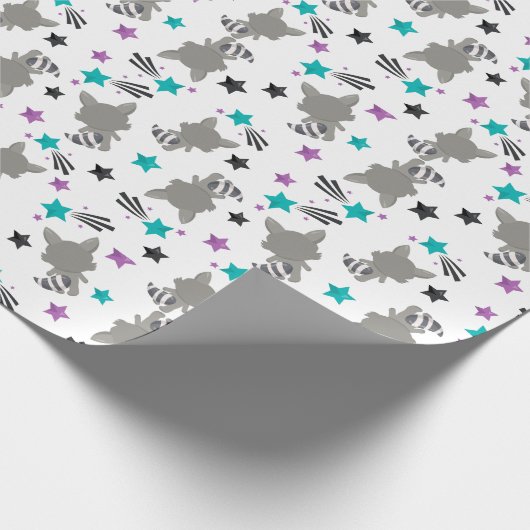 Cute Raccoon Pattern Cadeaupapier (Hoek)