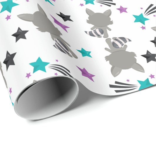 Cute Raccoon Pattern Cadeaupapier (Rol Hoek)