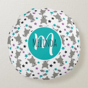 Cute Raccoon Pattern Rond Kussen