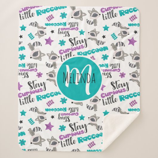 Cute Raccoon Pattern Sherpa Deken (Voorkant)