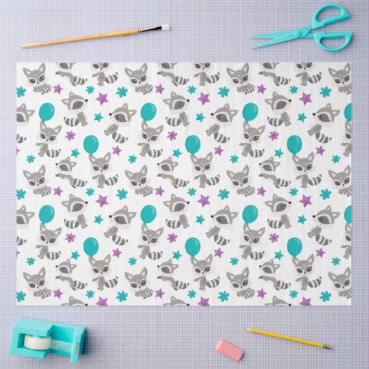 Cute Raccoon Pattern Tissuepapier (Craft)