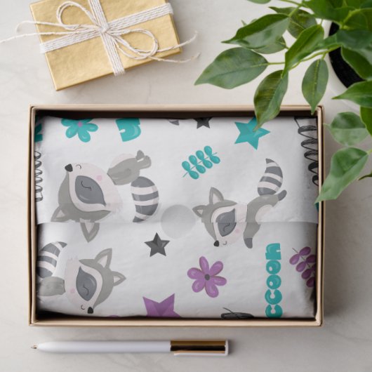 Cute Raccoon Pattern Tissuepapier (Geschenk)