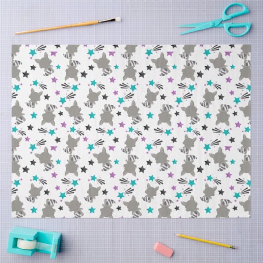 Cute Raccoon Pattern Tissuepapier (Craft)