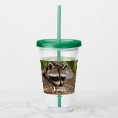 Cute Raccoon Resting on a Log Acryl Drinkbeker (Voorkant)