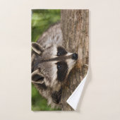 Cute Raccoon Resting on a Log Bad Handdoek (Handdoek)