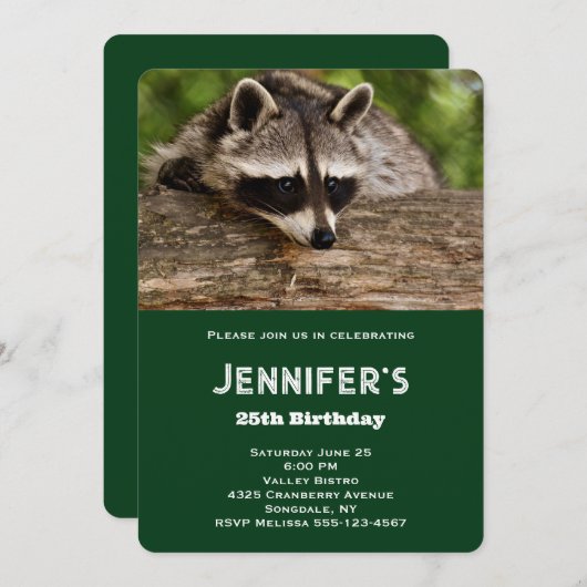 Cute Raccoon Resting on a Log Birthday Kaart (Voorkant / Achterkant)