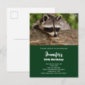 Cute Raccoon Resting on a Log Birthday Uitnodiging Briefkaart (Voorkant / Achterkant)