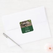 Cute Raccoon Resting on a Log Candle Business Vierkante Sticker (Envelop)