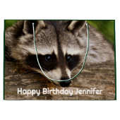 Cute Raccoon Resting on a Log Groot Cadeauzakje (Voorkant)