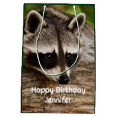 Cute Raccoon Resting on a Log Medium Cadeauzakje (Achterkant)