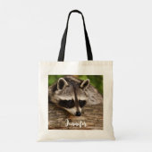 Cute Raccoon Resting on a Log Tote Bag (Achterkant)