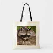 Cute Raccoon Resting on a Log Tote Bag (Voorkant)