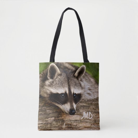 Cute Raccoon Resting on a Log Tote Bag (Voorkant)
