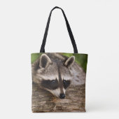 Cute Raccoon Resting on a Log Tote Bag (Achterkant)