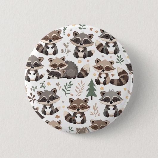 Cute raccoon ronde button 5,7 cm (Voorkant)