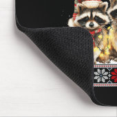 Cute Raccoon Santa Christmas Lights Ugly Xmas Swea Muismat (Hoek)