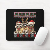 Cute Raccoon Santa Christmas Lights Ugly Xmas Swea Muismat (Met muis)