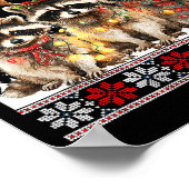Cute Raccoon Santa Christmas Lights Ugly Xmas Swea Poster (Hoek)