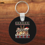 Cute Raccoon Santa Christmas Lights Ugly Xmas Swea Sleutelhanger (Voorkant)