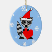 Cute Raccoon Santa Hat-kerstversiering Keramisch Ornament (Rechts)