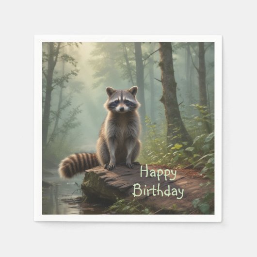 Cute Raccoon Servet (Voorkant)