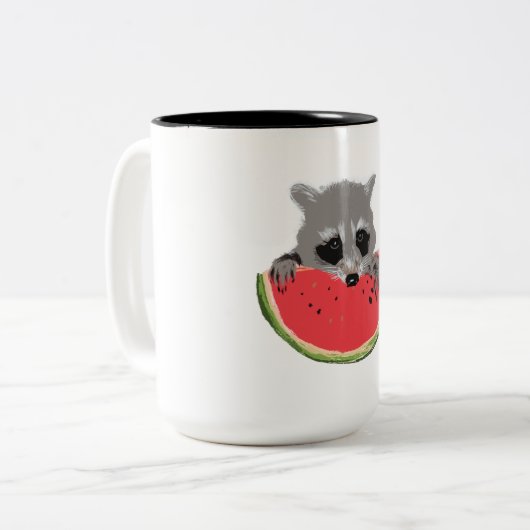 Cute Raccoon Tweekleurige Koffiemok (Voorkant links)