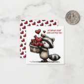 Cute Raccoon Valentine Card Notitiekaartje (Voorkant / Achterkant in situ)