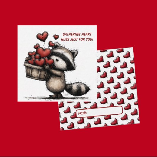 Cute Raccoon Valentine Card Notitiekaartje