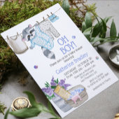 Cute Raccoon Wash Day Boy Waterverf Baby shower Kaart