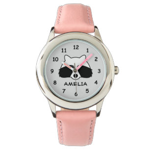 Cute raccoon watch, gepersonaliseerd met de naam v horloge
