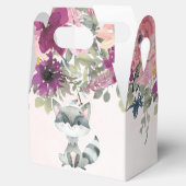 Cute Raccoon Waterverf Peony Baby shower Bedankdoosjes (Geopend)
