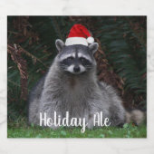 Cute Raccoon Wearing Santa Hat Holiday Bier Etiket (Enkel label)