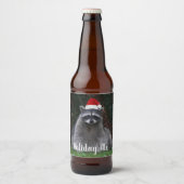 Cute Raccoon Wearing Santa Hat Holiday Bier Etiket (Voorkant)