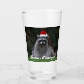 Cute Raccoon Wearing Santa Hat Holiday Glas (Voorkant)