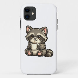 Cute Raccoon with Coffee – Cozy Kawaii Animal Case-Mate iPhone Case