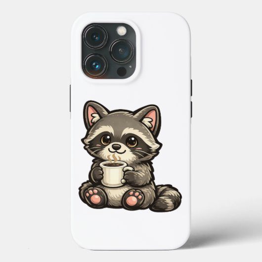 Cute Raccoon with Coffee – Cozy Kawaii Animal Case-Mate iPhone Case (Achterkant)