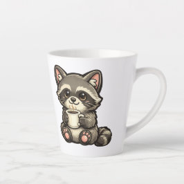 Cute Raccoon with Coffee – Cozy Kawaii Animal Latte Mok