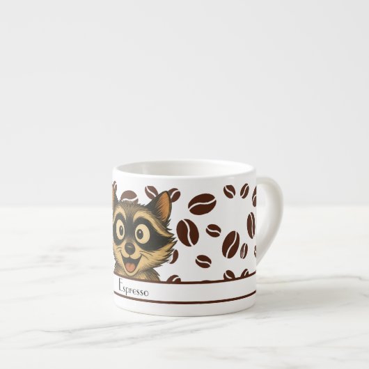 Cute Raccoon With Espresso Bean Background Kop (Voorkant rechts)