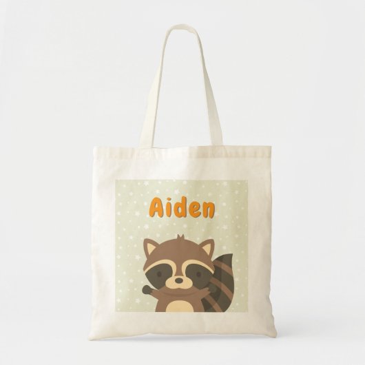Cute Raccoon Woodland Kinder Gepersonaliseerd Tas (Voorkant)