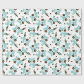 Cute Raccoon Wrapping Paper Cadeaupapier (Vlak)